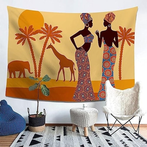 

Tapiz colgante de mujer africana, arte de pared, tapiz grande, mural, decoración, fotografía, telón de fondo, manta, cortina, hogar, dormitorio, sala de estar, decoración