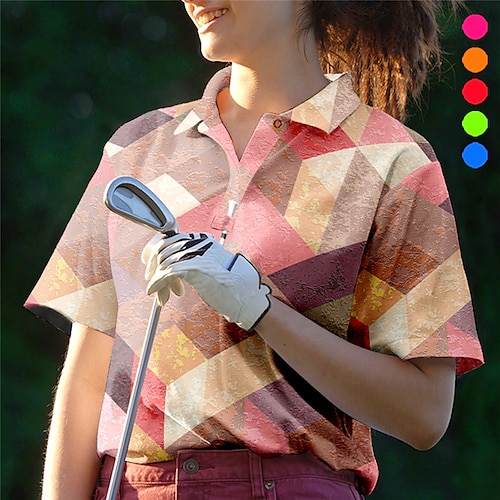 

Mulheres Camisa polo de caminhada vestuário de golfe roupas de golfe Respirável Secagem Rápida Leve Camiseta Blusas Estampado Verão Golfe