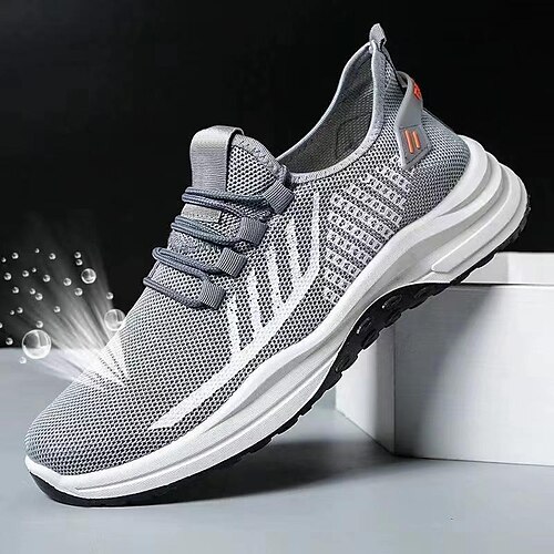 

Men's Sneakers Casual Shoes Sporty Look Flyknit Shoes Sporty Vintage Casual Outdoor Daily Running Shoes Basketball Shoes Hiking Shoes Tissage Volant Breathable Comfortable Slip Resistant Black Grey