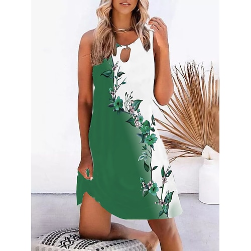 

Mujer Vestimenta casual Vestido de Tanque Vestido de verano Floral Ombre Ahuecado Estampado Cuello Barco Mini vestido Activo Moda Exterior Diario Sin Mangas Ajuste regular Vino Azul Piscina Morado