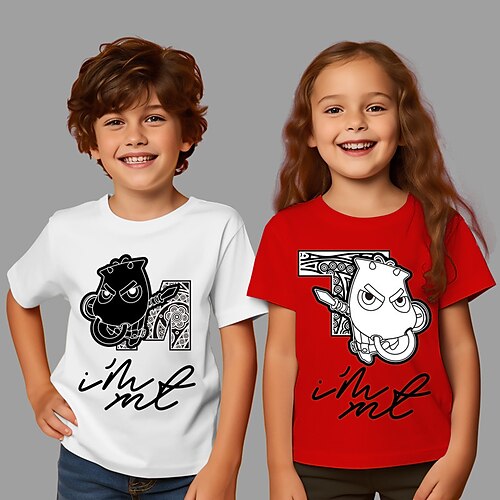 

Unisex Boys Girls' T shirt Short Sleeve T shirt Tee Graphic Animal Cartoon 3D Print Active Sports Fashion 100% Cotton Outdoor Casual Daily Kids Crewneck 3-12 Years 3D Printed Graphic Regular Fit Shirt