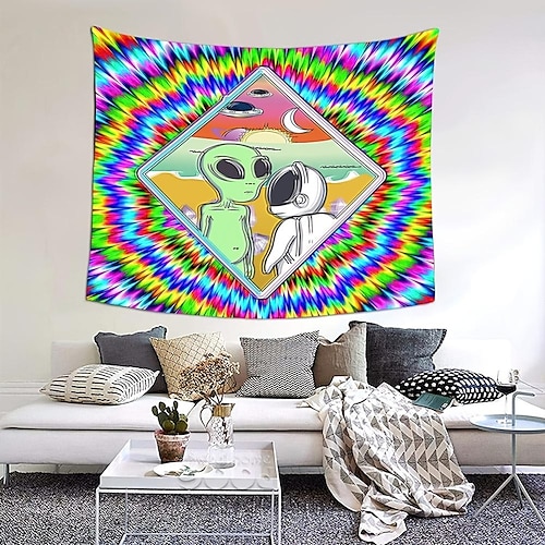 

extraterrestre astronaute trippy suspendu tapisserie mur art grande tapisserie murale décor photographie toile de fond couverture rideau maison chambre salon décoration