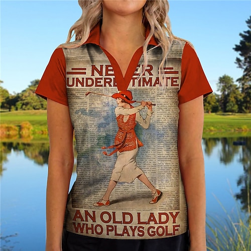 

Mujer Camisas de polo Camiseta de golf Transpirable Secado rápido Dispersor de humedad Manga Corta Ropa de golf ropa de golf Ajuste regular Escote en V Letra Impreso Verano Tenis Golf pepinillo