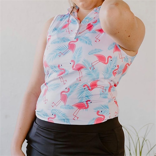 

Mujer Camisas de polo Camiseta de golf Polo con botones Transpirable Secado rápido Dispersor de humedad Sin Mangas Ropa de golf ropa de golf Ajuste regular Floral Flamenco Verano Tenis Golf pepinillo