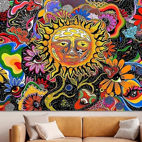 

Trippy psychedelische erhabene Sonne hängender Wandteppich, Wandkunst, großer Wandteppich, Wanddekoration, Fotografie, Hintergrund, Decke, Vorhang, Zuhause, Schlafzimmer, Wohnzimmer, Dekoration