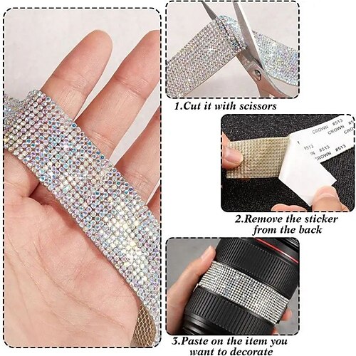 Self Adhesive Crystal Rhinestone Strips, Crystal Ribbon Bling