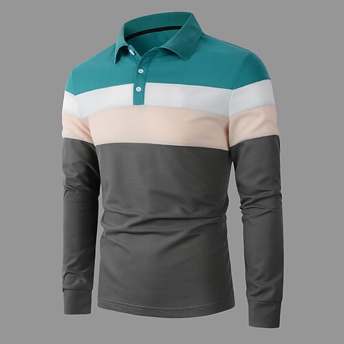 

Homens Polos de botões Camiseta Polo Casual Feriado Lapela Manga Longa Moda Básico Bloco de cor Botão Verão Normal Verde Maçã Verde Escuro Vermelho Escuro Marron Azul Escuro Polos de botões