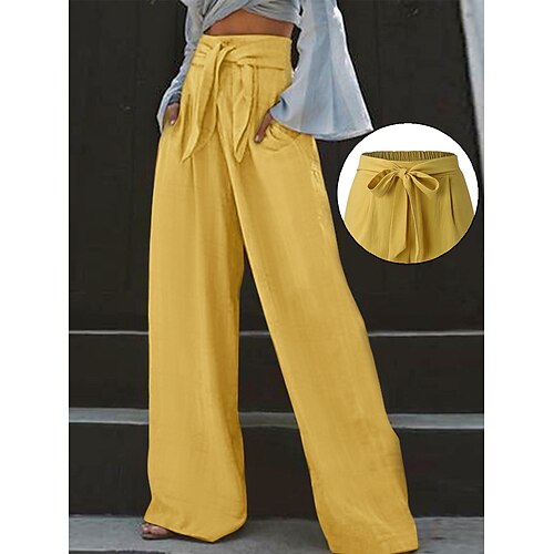 

Women's Chinos Pants Trousers Cotton Black Yellow Navy Blue High Waist Vacation Fashion Simple Street Vacation Casual Daily Pocket Full Length Breathable Plain S M L XL 2XL