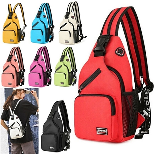 

Men's Women's Shoulder Bag Chest Bag Oxford Cloth Shopping Daily Zipper Adjustable Large Capacity Waterproof Color Block Black White Yellow