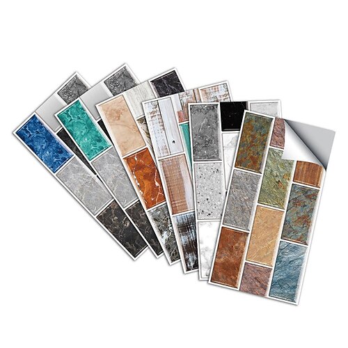 

Adesivo de parede de azulejo 6pcs, casca de mármore e adesivo de azulejo autoadesivo removível à prova de óleo em backsplash de azulejo para banheiro de cozinha, acessórios de quarto decoração de quarto 15x30cm (5,9''x11,8'')