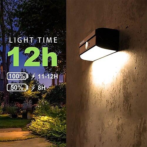 

luzes solares ao ar livre sensor de movimento solar luzes de segurança ip65 à prova d'água parede sem fio luz solar para cerca de quintal de jardim portão de escada de garagem chip indutivo de lente