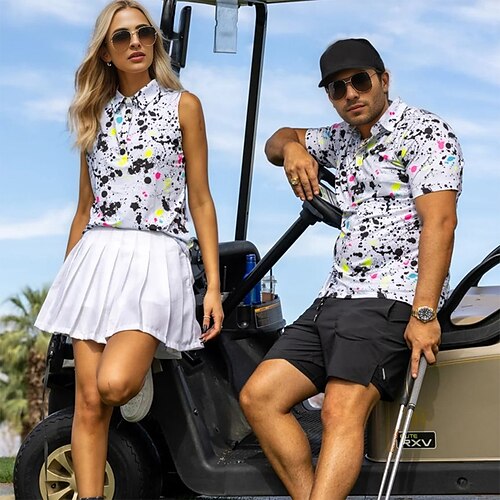 

Men's Women's Polo Shirt Matching polo Golf Apparel Breathable Quick Dry Lightweight Top Tie Dye Summer Tennis Golf Pickleball