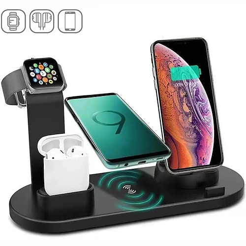 

Handy Ladestation Kabelloser Ladeständer ASTM FCC Schnelles kabelloses Laden für mehrere Geräte 5 in 1 Für Xiaomi Uhr Universell Mobiltelefone MiBand Apple Watch Series SE / 6/5/4/3/2/1