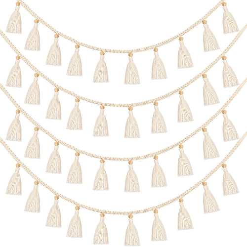 

macramé tissé gland guirlande pendaison frange guirlande bannière panier tentures murales décoratives pour boho décor à la maison pépinière chambre