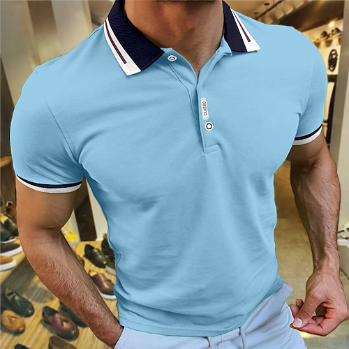 

Hombre polo deportivo POLO Casual Festivos Diseño Manga Corta Moda Básico Plano Botón Verano Ajuste regular Rojo cereza Negro Blanco Azul Marino Naranja Azul Oscuro polo deportivo