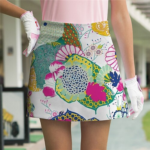 

Mulheres Saia de tênis Saia de golfe Respirável Secagem Rápida Pavio Humido Saias Roupas de Tênis Floral Estampado Verão Tênis Golfe Pickleball