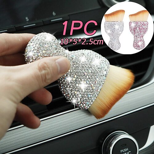 

1PC Car Dust Brush With Diamond-Studded Fiber Soft Brush Air Outlet Cleaning Auto Wash Artifact Car Interior Dust Removal Tool
