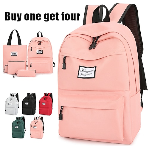 

Hombre Mujer mochila Mochila Escolar mochila Escuela Exterior Color sólido Nailon Gran Capacidad Ligero Duradero Cremallera Negro Rosa Rojo