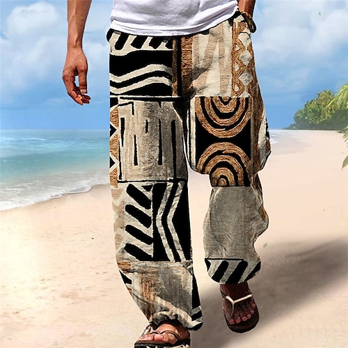 

Hombre Pantalones Pantalones de verano Pantalones de playa Correa Cintura elástica Impresión 3D Bloque de color Diseño Geométrico Estampados Comodidad Casual Diario Festivos Ropa de calle Hawaiano