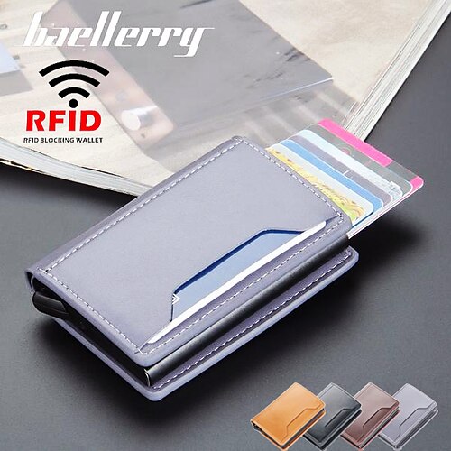 

baellerry caixa de alumínio masculina anti-magnética anti-roubo caixa de cartão rfid curto tipo pop automático conjunto de cartão feminino