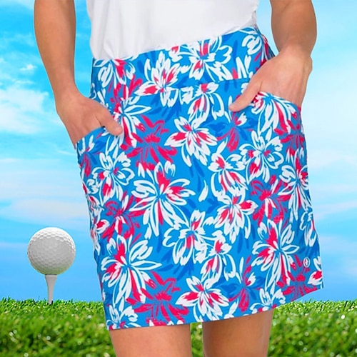 

Mulheres Saia de tênis Saia de golfe Respirável Secagem Rápida Pavio Humido Saias Roupas de Tênis Floral Estampado Verão Tênis Golfe Pickleball