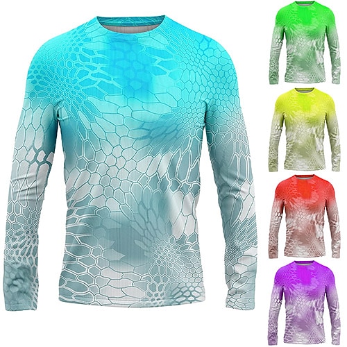 

Homme Chemise de pêche Extérieur manche longue Protection UV Respirable Séchage rapide Poids Léger Anti-transpiration Top Eté Printemps Extérieur Pêche Camping et randonnée Jaune Rouge Bleu