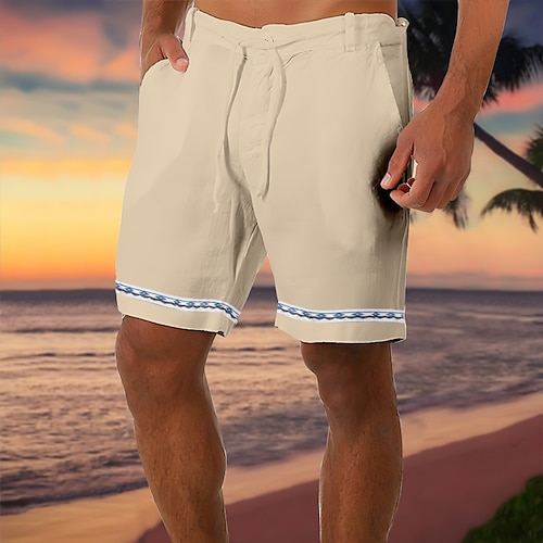 

Homens Calção Shorts de verão Shorts de praia Patchwork Com Cordão Cintura elástica Tecido Conforto Respirável Curto Casual Diário Feriado Moda Estilo Clássico Preto Branco