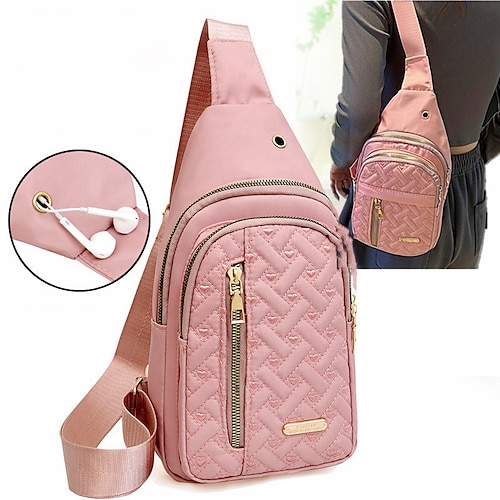 

bolsa de peito de náilon com bordado de coração bolsa de tiracolo fashion com vários zíperes para viagem Esportes