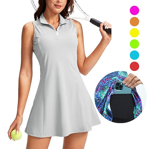 

Femme Robe de tennis robe de golf Respirable Séchage rapide Avec poches Sans Manches Robes Tenue de tennis Imprimé Eté Tennis Le golf Faire des exercices