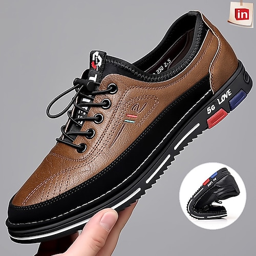 

Homens Oxfords Sapatos casuais masculinos Sapatos Confortáveis Mocassins de couro Negócio Vintage Casual Ao ar livre Casa Diário Aventura Caminhada Couro Respirável Marron Escuro Preto Cinzento Claro