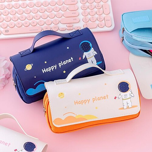 

estojo de lápis de camadas duplas estojo de papelaria kawaii material escolar de astronauta kalemlik estuches escolar estojo de lápis fofo