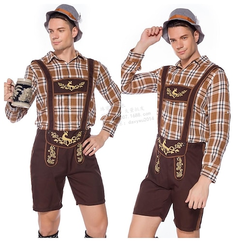 

Carnival Oktoberfest Beer Costume Blouse / Shirt Lederhosen Oktoberfest / Beer Bavarian Bavarian Wiesn Traditional Style Wiesn Men's Traditional Style Cloth Shirt Shorts Hat