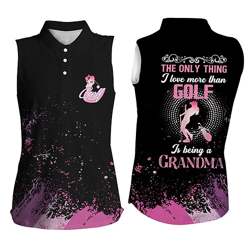 

Femme T-shirt POLO Chemise de golf Polo boutonné Respirable Séchage rapide Evacuation de l'humidité Sans Manches Vêtements de golf Top Standard Imprimé Eté Tennis Le golf Pickleball