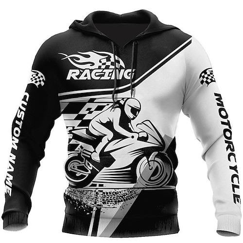 

Hombre Sudadera Con Capucha Negro Con Capucha Estampados Moto Estampado Diario Deportes Impresión 3D Ropa de calle Design Básico Primavera Otoño Ropa Sudaderas con capucha Sudaderas