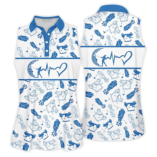 

Mulheres Camisa polo de caminhada Camisa de golfe Respirável Secagem Rápida Pavio Humido Sem Manga Vestuário de golfe Roupas de golfe Normal Estampado Verão Primavera Tênis Golfe Pickleball