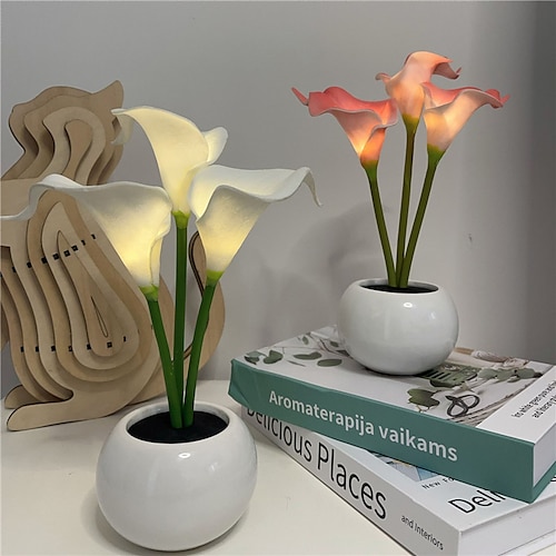 

Simulación led calla lily flor luz de noche flor lámpara de mesa maceta planta en maceta atmósfera lámpara de noche para el hogar sala de estar decoración regalo led