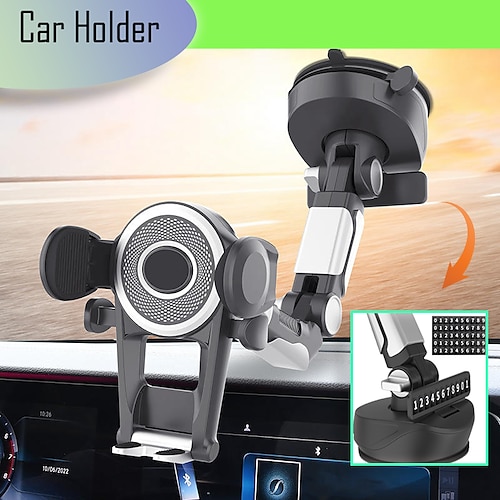 

Soporte para teléfono en el salpicadero soporte de teléfono para parabrisas de coche Plegable Removible Retráctil Soporte para teléfono para Coche Salpicadero coche camión Compatible con Todos los