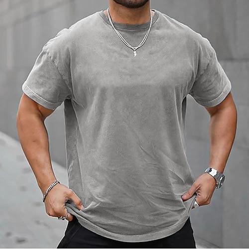 

Men's Plus Size Big Tall T shirt Tee Tee Crewneck Black White Navy Blue Short Sleeves Outdoor Going out Solid Color Clothing Apparel Cotton Blend Streetwear Stylish Casual