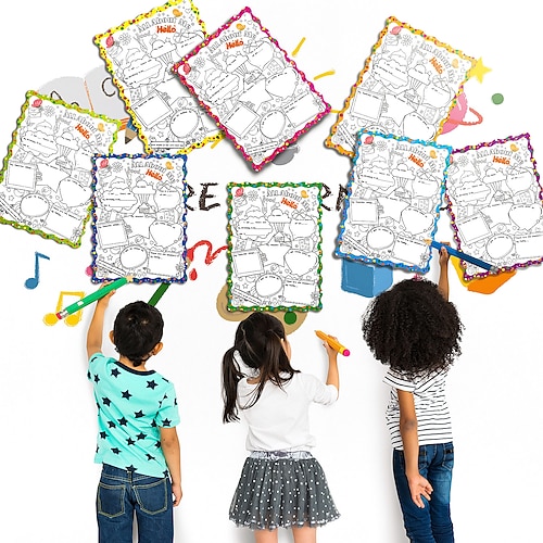 

10pcs Children's Drawing Card Paper Opening Season Classroom Kindergarten Blank Colored Puzzle DIY Handmade Graffiti Card