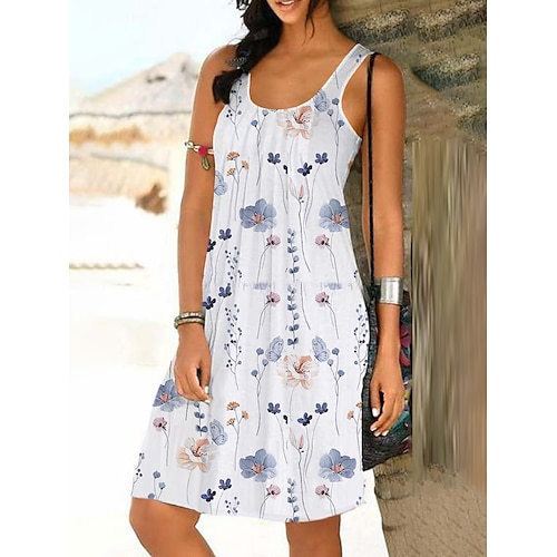 

Mujer Vestimenta casual Vestido de Tanque Vestido de verano Floral Estampado Con Tirantes Mini vestido Activo Moda Exterior Diario Sin Mangas Ajuste regular Blanco Rosa Rojo Verano Primavera S M L XL