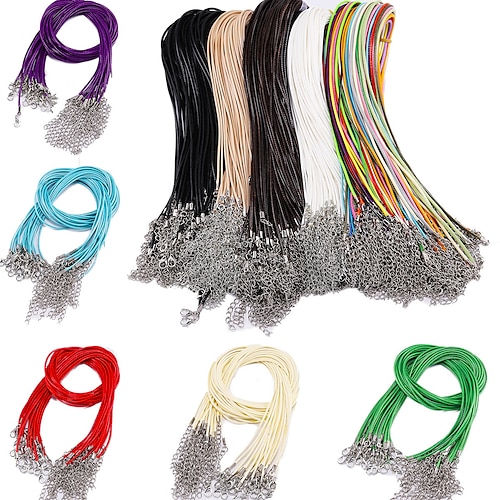 

Набор из 10 ожерелий своими руками - украшения из восковой нити, черная кожаная веревка & кулон - идеальный аксессуар к любому наряду