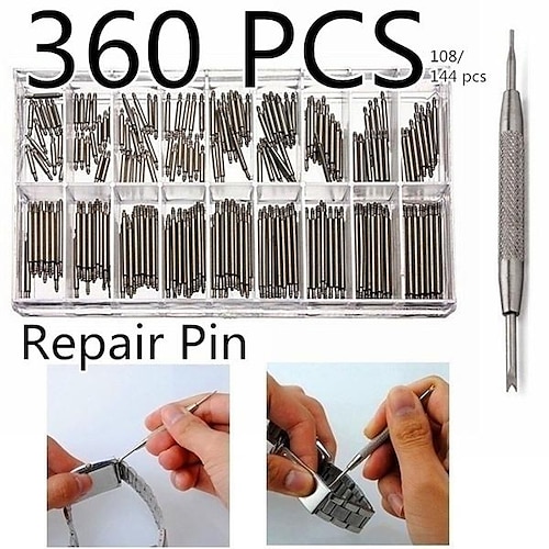 

pulseira de relógio de relojoeiro barras de mola pinos de link de cinta kit de reparo de aço ferramentas 360/144/108 unid.