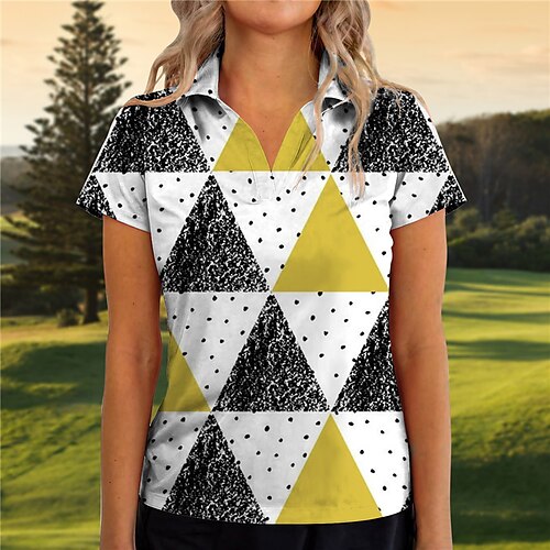 

Mujer Camisas de polo Camiseta de golf Transpirable Secado rápido Dispersor de humedad Manga Corta Ropa de golf ropa de golf Ajuste regular Escote en V Geometría Verano Tenis Golf pepinillo