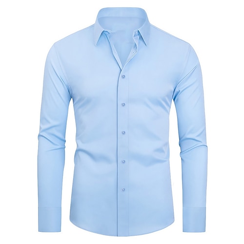 

Per uomo Camicia Camicie Nero Bianco Rosa Manica lunga Liscio Bavero Estate Ricevimento di matrimonio Casual / quotidiano Abbigliamento