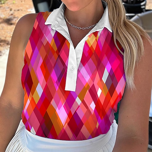 Ladies red sleeveless golf cheap shirt