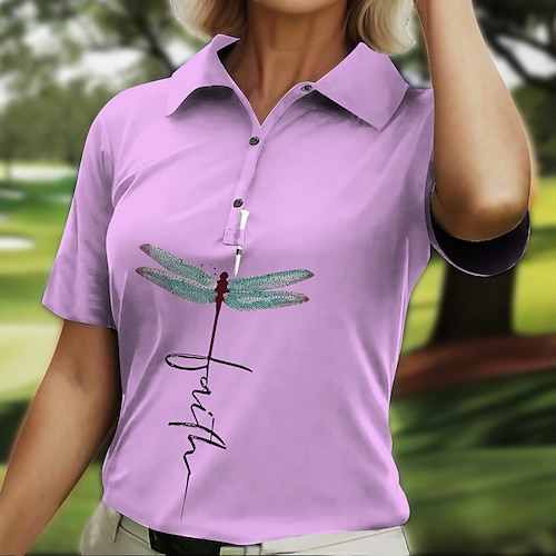 

Mulheres Camisa polo de caminhada Camisa de golfe Pólo de botões Respirável Secagem Rápida Pavio Humido Manga Curta Vestuário de golfe Roupas de golfe Normal Animal Verão Tênis Golfe Pickleball