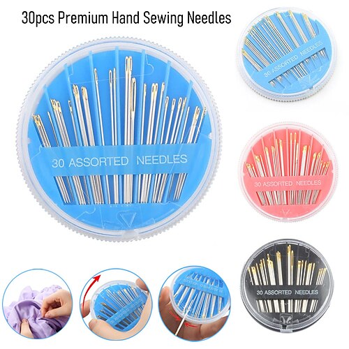 30pcs Premium Hand Sewing Needles, 6 Sizes 30-Count Assorted