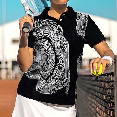 

Femme T-shirt POLO Chemise de golf Polo boutonné Respirable Séchage rapide Evacuation de l'humidité Manche Courte Vêtements de golf Top Standard Imprimé Eté Tennis Le golf Pickleball