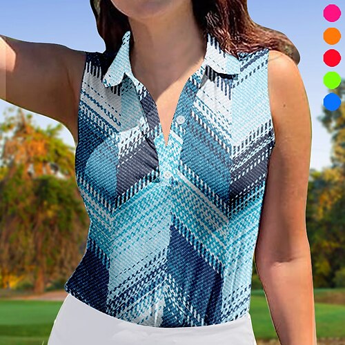 

Mujer Camisas de polo Camiseta de golf Polo con botones Transpirable Secado rápido Dispersor de humedad Sin Mangas Ropa de golf ropa de golf Ajuste regular Impreso Verano Tenis Golf pepinillo