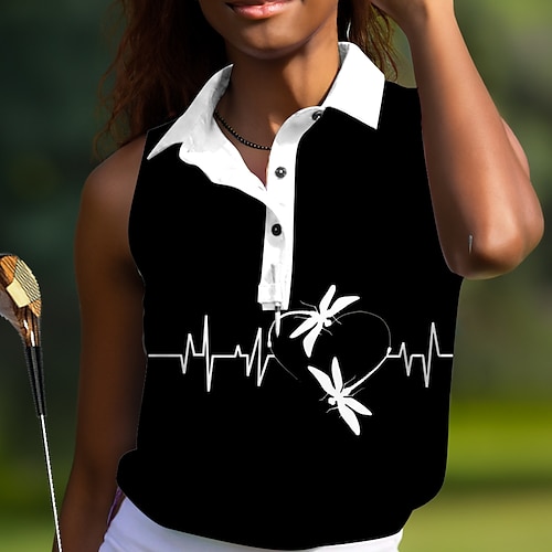 

Mulheres Camisa polo de caminhada Camisa de golfe Pólo de botões Respirável Secagem Rápida Pavio Humido Sem Manga Vestuário de golfe Roupas de golfe Normal Floral Verão Tênis Golfe Pickleball